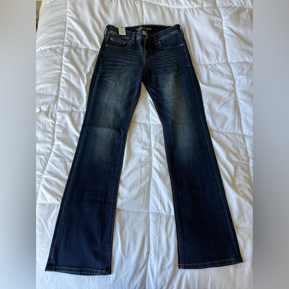 Express Barely Boot Mid Rise denim